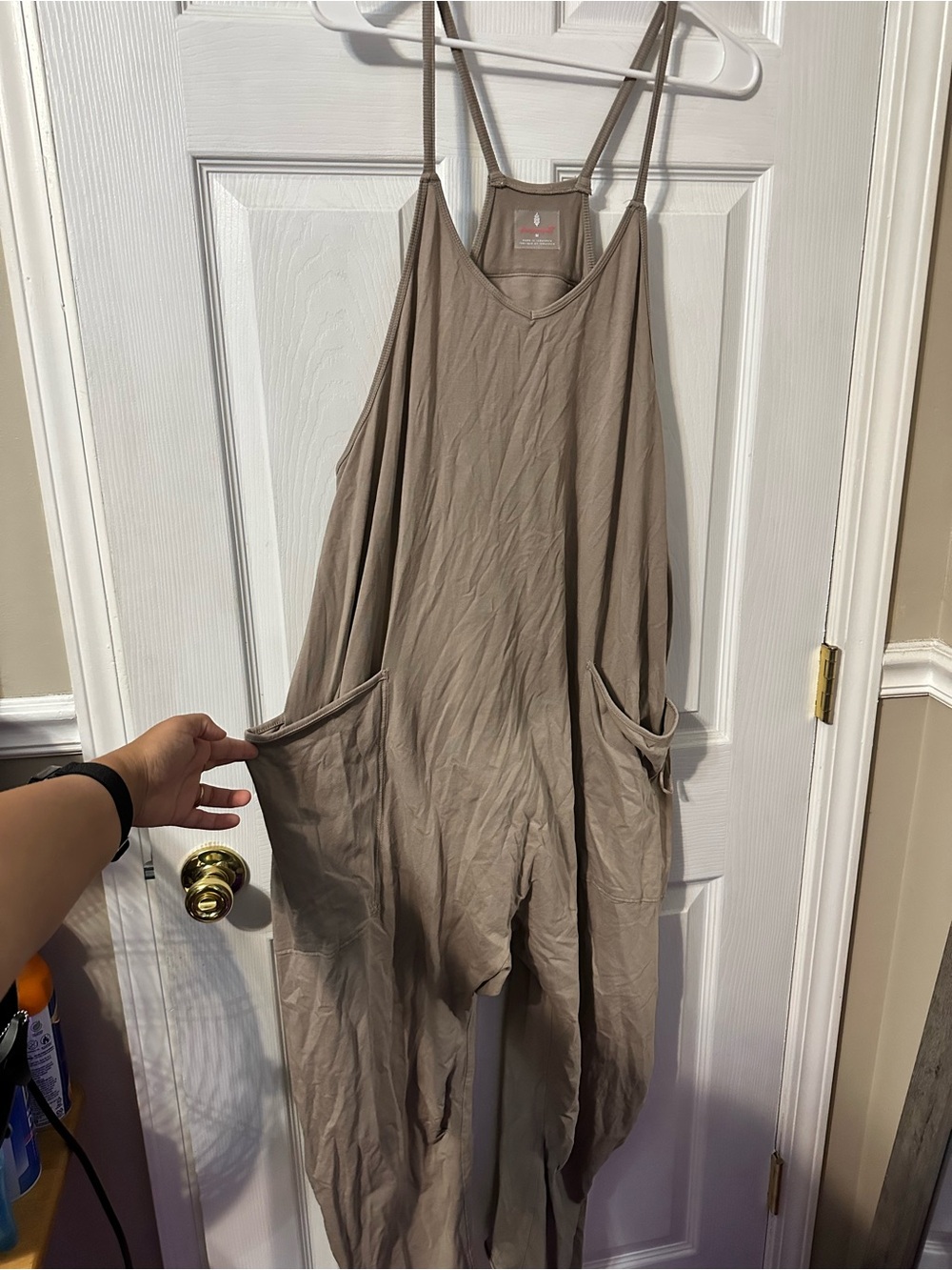 FP Movement by Free People Taupe Relaxed Romper Jumpsuit